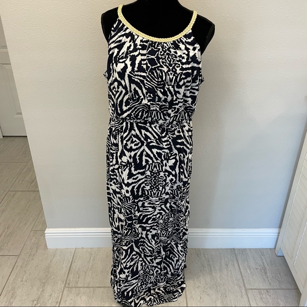 Nina Leonard Zebra Print Maxi Dress